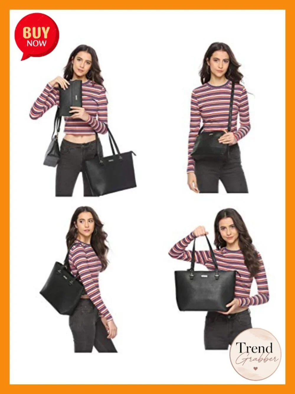 Synthetic Leather Women's Satchel Set with Top Zip Closure, Tote, Shoulder Bag